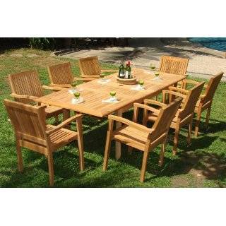 New 9 Pc Luxurious Grade A Teak Dining Set  94 Rectangle Table And 8 