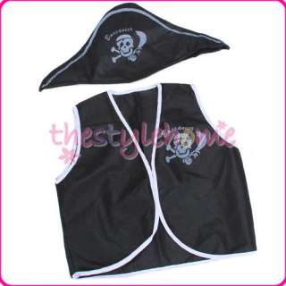 Boys Cosplay Pirate dress up Costume & Vest Sword Flag  