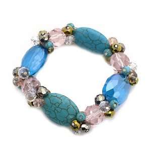  Fashion Stretch Bracelet; Turquoise Stones with Multicolor 