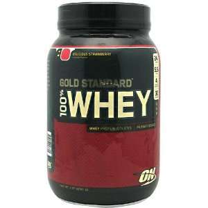  Optimum Nutrition 100% Whey, Delicious Strawberry, 2 lbs 