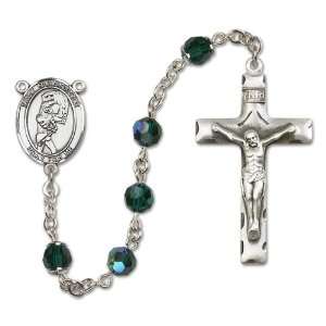  St. Christopher/Softball Emerald Rosary Jewelry