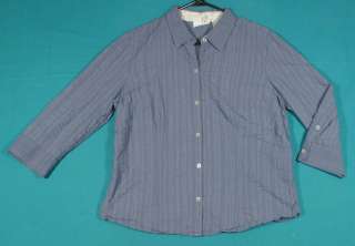 Liz Claiborne Size XL 16 18 Purple Cotton Shirt Top Blouse  