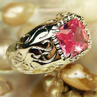 Wonderful Pink Topaz Gemstone Silver Ring Size #8 LB52  