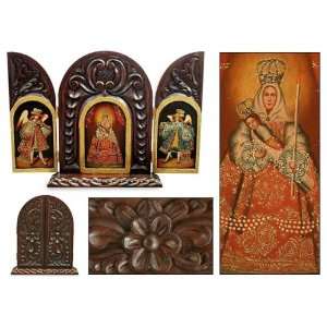  Cedar wood altarpiece, Mamacha and Musical Archangels 