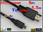 5Ft Micro HDMI to HDMI M/M Cable for Droid Razr Atrix 2 Droid X HTC 