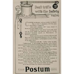 1904 Original Print Ad Postum Coffee Heart Safety Valve   Original 