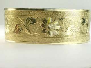 WIDE GENUINE 14K GOLD FILLED OPEN CLASP BANGLE  