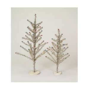   Silver & Multi Colored Tinsel Christmas Trees   Unlit