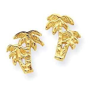  14K Double Palm Tree Post Earrings Jewelry