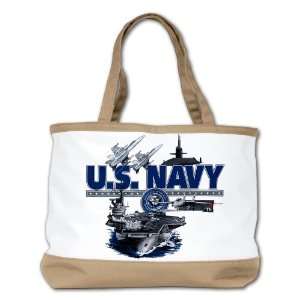 Shoulder Bag Purse (2 Sided) Tan US Navy with Aircraft Carrier Planes 