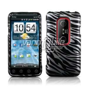 HTC EVO 3D (Sprint)   Black/Silver Zebra Glossy Design Hard 2 Pc Case 