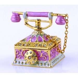  Bejeweled Trinket Box Pink Telephone 