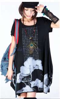 Stamp Ink Painting Trendy New Womens Comfortable Dress 9053  