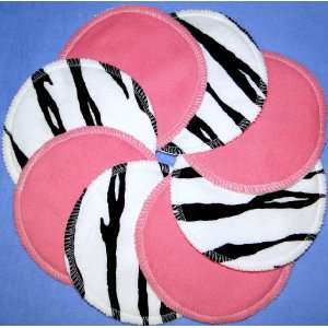 NuAngel Designer Washable Nursing Pads   Pink & Zebra 100% Cotton Made 