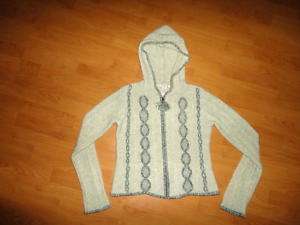 FREE PEOPLE WOOL CABLE KNIT ZIPPER HOODY JACKET SMALL S  