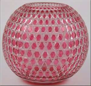 Large Brilliant Cranberry Cut to Clear Glass Ball Shade  