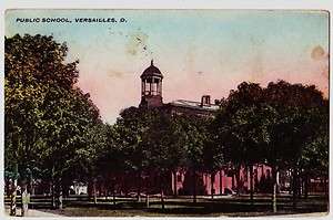 1908 VERSAILLES Ohio Postcard SCHOOL Darke County Greenville  