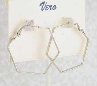 Stelring Ep Medium 1.5 Hexagon Shaped Designer Hoop Earrings  