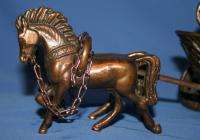 Vintage Greek Roman Horse Rider War Chariot Carriage Copper Figurine 