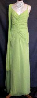   Jessica McClintock Lime Green Chiffon Crepe Slinky Dress Gown Size 8