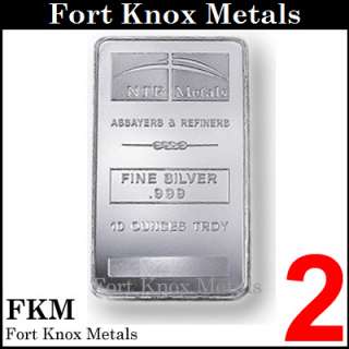 NTR Metals 10 oz .999 Fine Silver Bullion Bars   NEW  