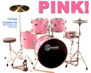 NEW 5 Piece PINK DRUM SET COMPLETE KIT w CYMBALS STANDS  