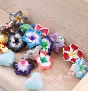 Lot 100Pc Colorful Polymer Clay Flowers Beads 15mm 1  