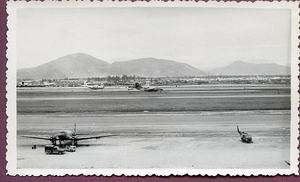 1960s Vietnam DaNang AC 47 Gunship & Huey on Flightline Original Photo 