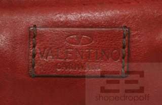 Valentino Garavani Maroon Leather Histoire Handbag  