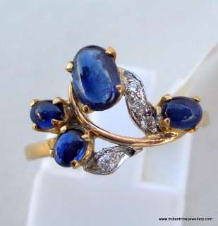 14k gold diamond blue sapphire gem stone ring india  