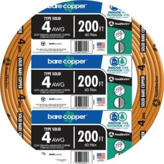 Southwire 200 ft. 4 Gauge Stranded Bare Copper Cable 10674003 at The 