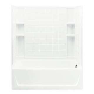   in. x 32 in. x 74 in. Tile Bath/Shower with Right Hand Drain in White