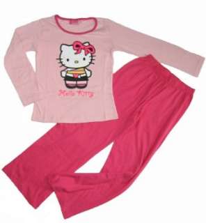 Hello Kitty Schlafanzug lang Pyjama, rosa pink  Bekleidung