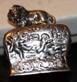 Antique Dutch Ornate silver tea caddy lion top ESTATE  
