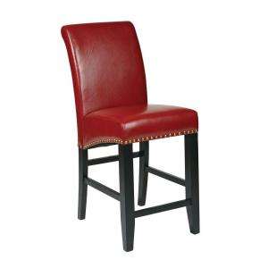 OSPdesigns 24 Parsons Barstool withNail heads (Crimson Red Eco Leather 
