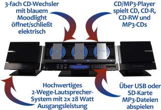 Karcher MC 6570 Musikcenter mit 3 fach CD Wechsler, CD/ Player, USB 