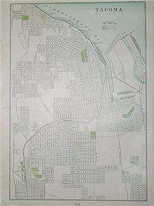 1902 Tacoma, Washington Map** 109 years old  