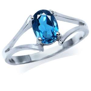   Blue Topaz 925 Sterling Silver Solitaire Ring Size/Sz 8 o88  