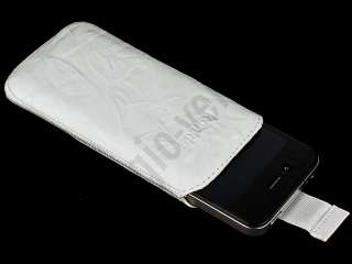 Apple iPhone 4 / 4S Leder Handytasche weiss washed Look  