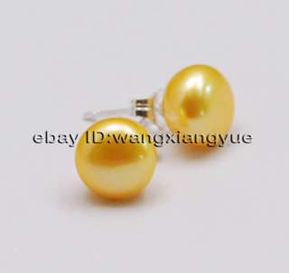 5MM Golden Akoya Pearl Earring Silver Stud,AAA+  