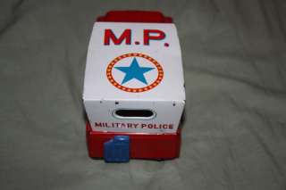 RARE Vintage DAIYA Tin Litho Military Police Jeep Friction Toy Made 