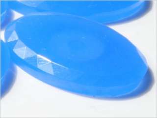 6CZECH VTG FACETED OPAL BLUE OVAL GLASS CABOCHONS 20 mm  