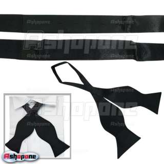 New Mens Solid Color Plain Silk Self Tie Bow Tie  