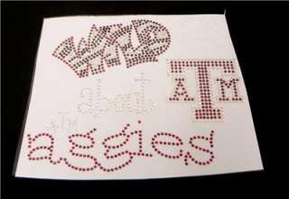 Wild About Aggies Texas A and M Rhinestone Iron On Transfer Bling 