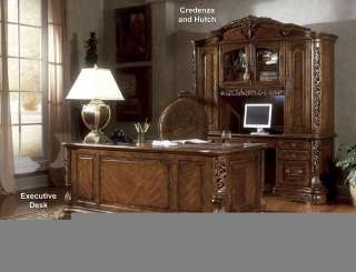   Executive Desk Home Office Furniture Antique Look Carved Wood  