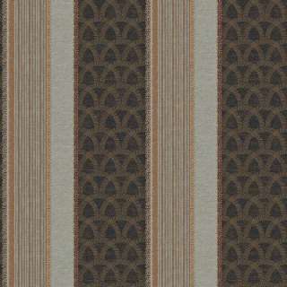   56 sq.ft.Brown Multi Pattern Stripe with Metallic Accents Wallpaper