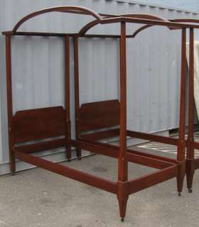 PAIR CHERRY PENCIL POST CANOPY BEDS CUSTOM BENCH MADE FINE QUALITY 
