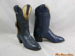   Quality 9062 Navy Leather Boots Western Cowboy Handlasted Riding Boot