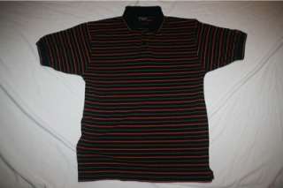 Top Flite Mens Golf Polo Shirt MED NEW Black Striped  
