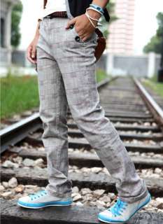 MENS PLAID STYLE CASUAL PANTS 1602  